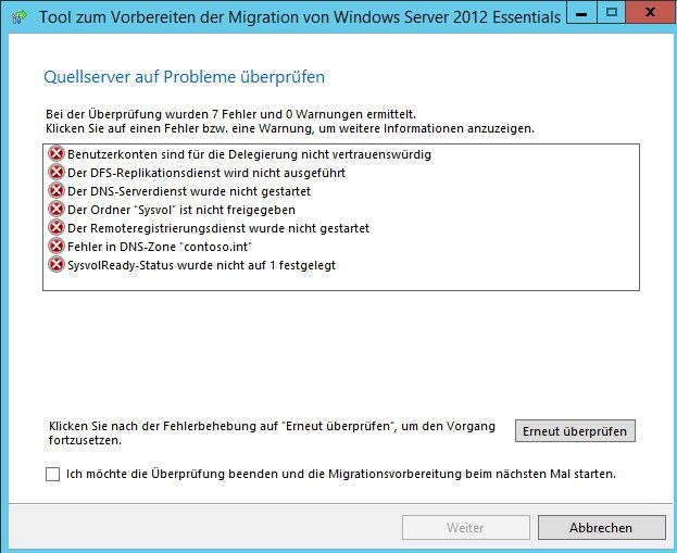Abbildung 4: Alle Fehler die das Tool findet, sollten Sie beheben. Erst dann ist eine Migration empfehlenswert. (Bild: Joos)