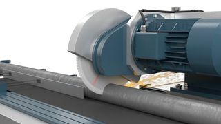 Funktionalitäten wie Fliegende Sägen ermöglichen produktsynchrone Bearbeitungsvorgänge. Auf diese Weise lässt sich ein hoher Durchsatz und damit minimale Zykluszeiten erreichen. Dabei kommt es auf Schnelligkeit, Präzision und Robustheit der Drehgeber an. (Bild: Pepperl+Fuchs)