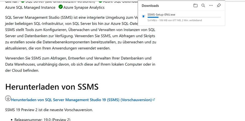 Herunterladen der Installationsdateien des SQL Server Management Studios. (Bild: Joos (Screenshot))