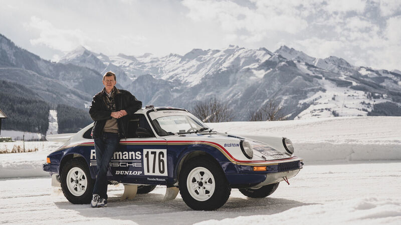 Zwei Legenden: Der Porsche 911 Carrera 3.2 4x4 Paris-Dakar (953) und Walter Röhrl. (Autoren-Union Mobilität/Porsche)