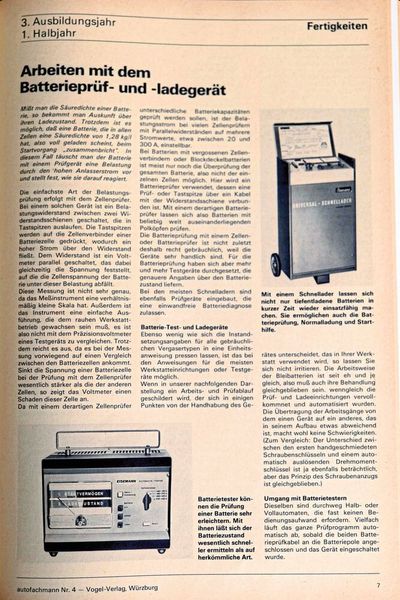 Damals gab es Batterieladegeräte und Ende. An spezielle Stützgeräte, mit zum Teil dreistelliger Ampere-Leistung, wie sie zahlreiche Fahrzeughersteller im Rahmen von Servicearbeiten vorschreiben, war damals noch lange nicht zu denken. (Bild: Vogel)