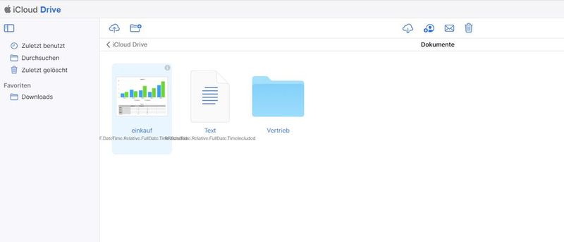 Verwalten von Dokumenten in der neuen Oberfläche von iCloud.  (Bild: Joos (Screenshot))
