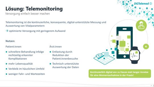 Telemonitoring kann Erkrankten helfen und ärztliches Personal entlasten(© DGTelemed)