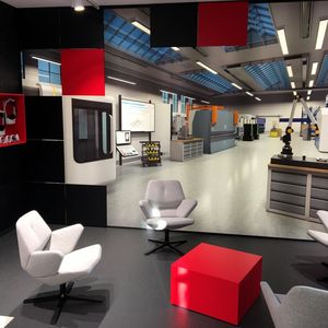 Die Virtual Reality Lounge im Cideon Upspace: Ausgestattet mit VR-Brillen und Manipulator lässt sich hier der digitale Referenzkunde besuchen.(Bild:  Cideon)