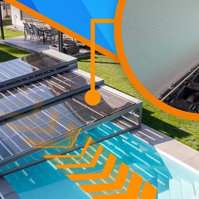 In der teleskopierbaren PV-Poolüberdachung von Skyvolution führen Energieketten von Igus die Solarkabel selbst auf engstem Bauraum sicher durch die beweglichen Dachelemente.  (Bild: Igus)