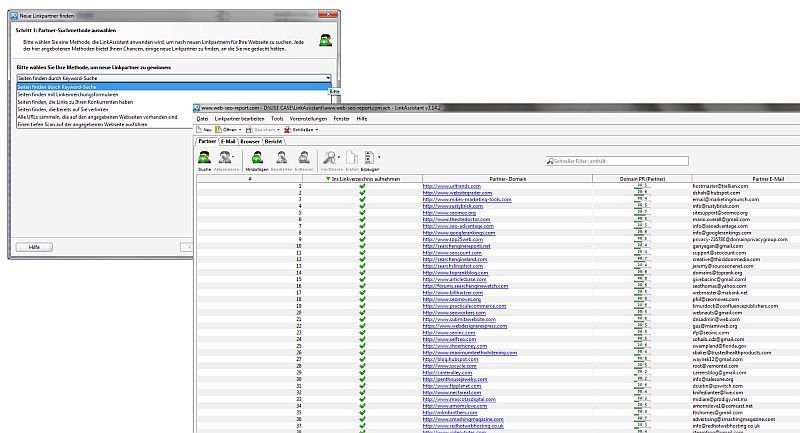 Öffnen Sie LinkAssistant und beginnen Sie ein neues Projekt, um Link-Partner zu finden. Folgen Sie dazu den Anweisungen des Assistenten und klicken im Anschluss auf „Suche“. Wählen Sie hier die Methode, mit der LinkAssistant neue Link-Partner suchen soll. Hinter den neuen Link-Partnern steckt technisch ein einfacher Link-Austausch, den LinkAssistant den entsprechenden Seiten automatisch anbietet. Zwar ist diese Vorgehensweise gerade in Expertenkreisen etwas unpopulär, jedoch ist sie vor allem für kleinere und neue Websites ein probates Mittel, um überhaupt Backlinks zu erhalten. (Archiv: Vogel Business Media)