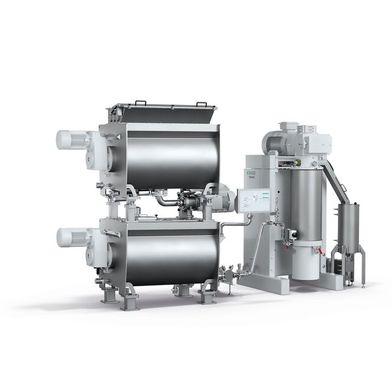 Compactmix kombiniert das Shearmix-Mischsystem mit einem Spiralrührwerk für schnelles, gleichmäßiges Mischen und der Aurora-Kugelmühle, um die Partikelgröße zu reduzieren. (Bild: Bühler)
