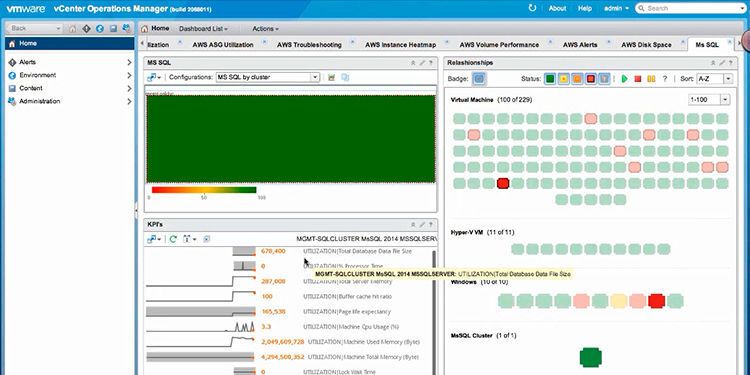 VMware –  vRealize Hyperic Mit VMware vRealize Hyperic verwalten Sie die Leistung und Verfügbarkeit einer Vielzahl von Betriebssystemen, Middleware-Komponenten und Anwendungen Ihrer gesamten physischen, virtuellen und Cloud-Umgebungen – vRealize Hyperic ermöglicht Anwendungsüberwachung in allen Umgebungen. Mit vRealize Hyperic können Sie zudem geschäftskritische Software in physischen, virtuellen und Cloud-Umgebungen automatisch erkennen, inventarisieren und überwachen. Zur Produktseite des Herstellers  (VMware)