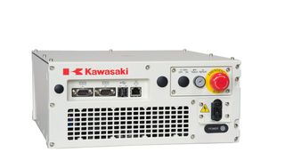 Der neue F60 Controller wird als besonders kompakte und leichte Robotersteuerung vorgestellt. (Kawasaki)