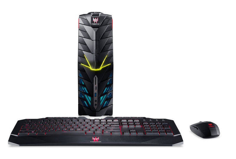 Der Gößenvergleich mit dem Keyboard zeigt die kompakt Bauform des Predator G1. (Bild: Acer)