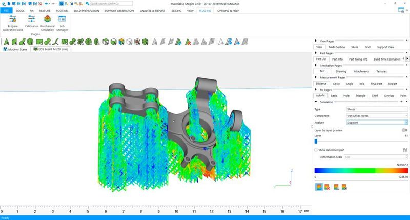Das Modul Materialise Magics Simulation bringt in Kombination mit Magics 23 High-End-Simulationsmöglichkeiten für den 3D-Druck in die Produktion, ohne dass die Benutzer zu einer separaten spezialisierten Anwendung wechseln müssen, High-End-Rechenleistung oder Expertenwissen benötigen. (Materialise)