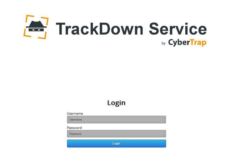 Login für den „TrackDown-Service“ (Verfolgung von entwendeten Dateien/Dokumenten). (Cybertrap)