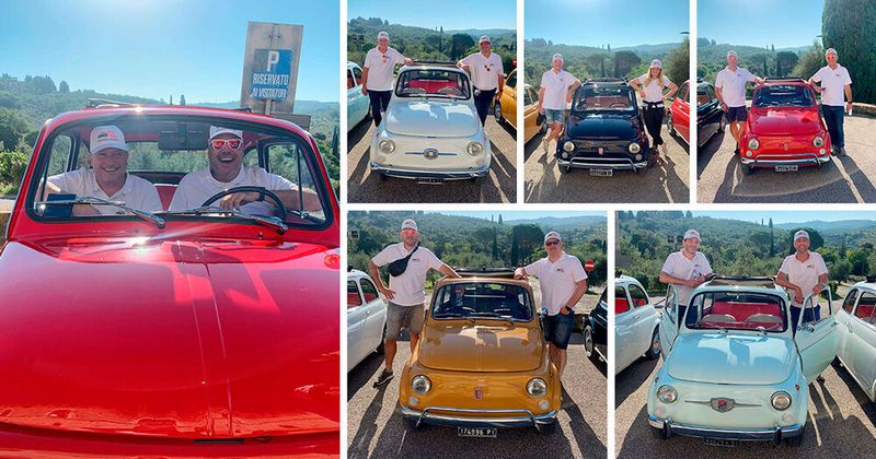 Das HFO-Vertriebsteam und die Incentive-Gewinner im Fiat 500 Cabrio. (HFO Telecom)