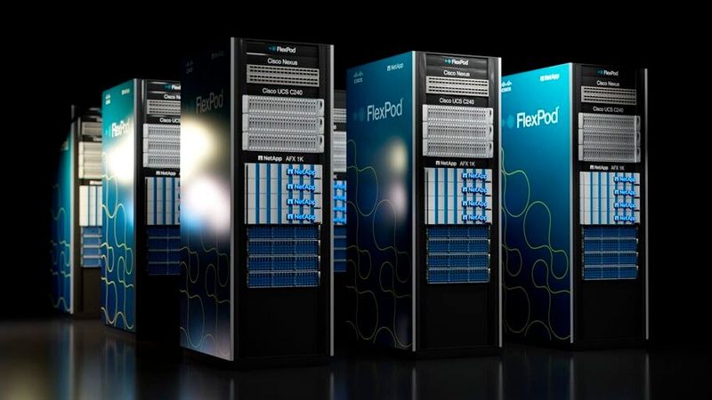 FlexPod gibt es seit 2010. Die KI-Varianten binden mit der Secure AI Factory und der NVIDIA AI Data Platform Komponenten ein, die NetApp und Cisco zuvor separat vorgestellt hatten.(Bild:  NetApp)