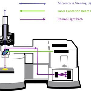 Abb.2: Strahlengänge in einem Raman-Mikroskop
