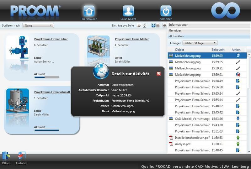 Im Gegensatz zu anderen File Sharing-Plattformen ist Proom speziell auf die Projektzusammenarbeit ausgerichtet und ermöglicht eine gesteuerte und nachvollziehbare Kollaboration in Projekten. (Bild: PROCAD)