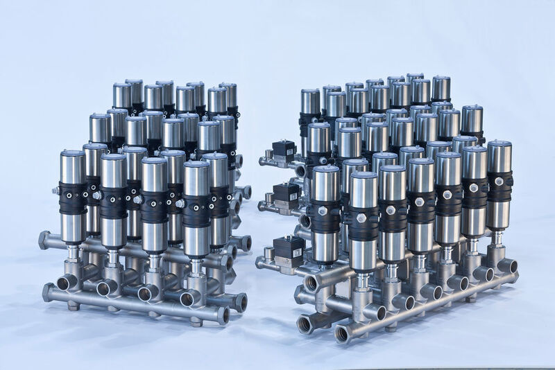 Compact modular valve cluster with all necessary certificates of conformity.  (Bürkert)