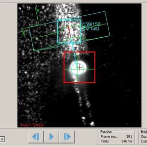 Blick durch die Kamera des Lessmüller-Nachführsystems während des Laser-Remote-Schweißens.