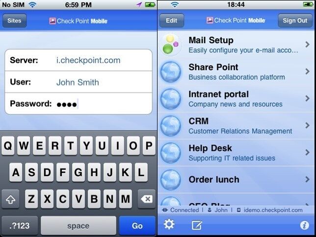 Mit dem Check Point Mobile Access Client gewährt einfaches Business Portal vom Smartphone aus Zugang zu Unternehmensdaten und Geschäftsanwendungen. (Archiv: Vogel Business Media)