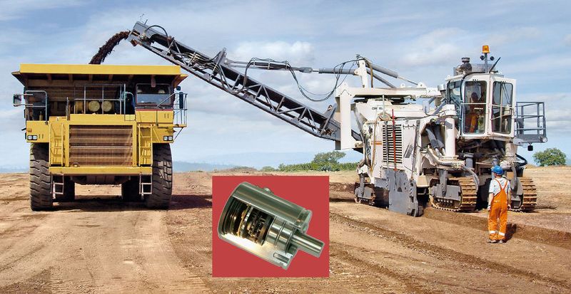 Winkelcodierer dienen zur Lenkung der vier Raupen und zum Schwenken des Förderbandes bei der Erzgewinnung Bild: WIRTGEN GROUP / TWK (Archiv: Vogel Business Media)