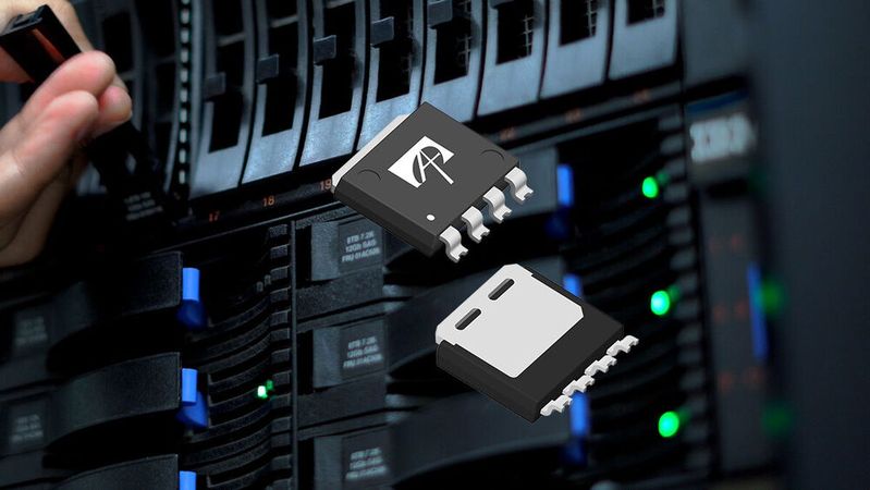 LFPAK 8×8 high‑SOA MOSFETs used in 48 V backplanes to control plug‑in transients and protect server power paths.(Source:  Alpha & Omega Semiconductor)