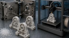 Injection moulding and FDM 3D printing differ in their mechanical performance, tooling requirements and cost-effectiveness across production volumes. (Source: Dall-E / KI-generiert)