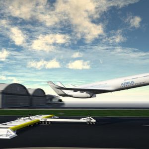 Starthilfe: Durch die Hilfe von Beschleunigungssystemen am Boden können Flugzeuge schneller starten