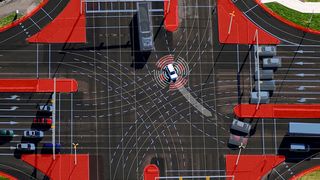 Der Blick von oben kann nützliche Zusatzinformationen für die Fahrerassistenzsysteme und autonome Fahrzeuge liefern. (Bild: Bosch)