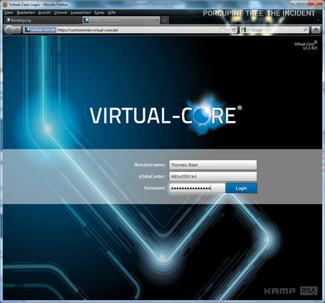 Abbildung 1: Die Anmeldung auf das virtuelle Rechenzentrum erfolgt direkt über das Internet über die Webseite von Kamp Netzwerkdienste.  (Bild: Bär)