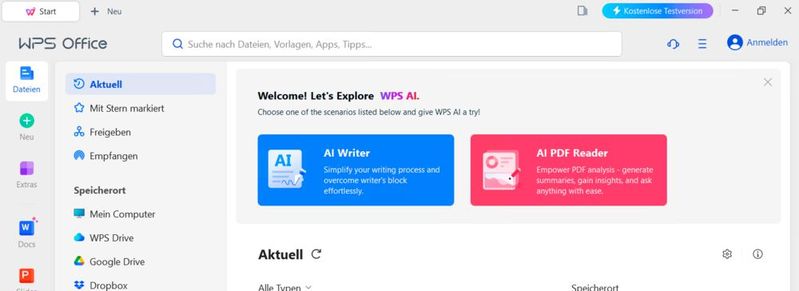 Mit WPS Office Free lassen sich umfangreiche Office-Dokumente erstellen und bearbeiten. (Bild:  Thomas Joos)