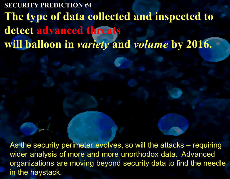 Vorhersage 4: Bis 2016 werden sowohl Quantität als auch Qualität der Daten, die zur Entdeckung komplexer Bedrohungen benötigt werden, um ein Vielfaches steigen. (Bild: IBM)