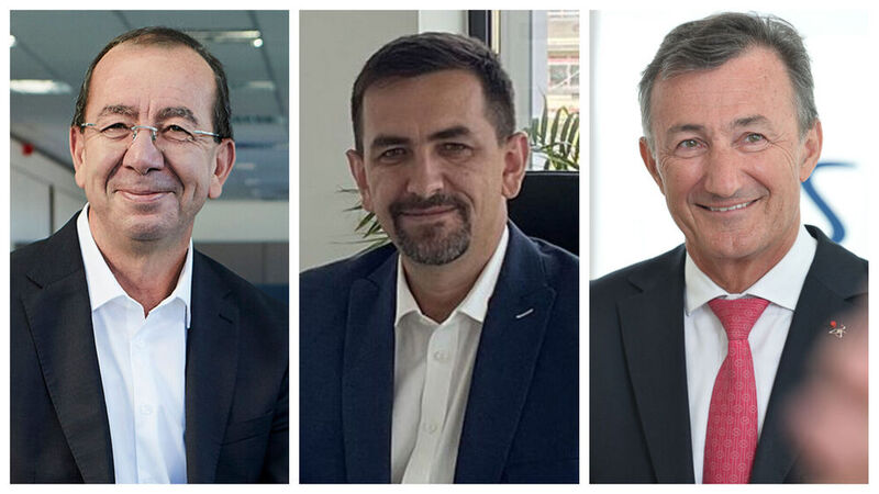 Von links: Haluk Menderes, Geschäftsführer von Eplan, Artur Marcinkowski, Geschäftsführer der neuen Eplan Software and Services, Bernard Charlès, stellvertretender Aufsichtsratsvorsitzender und Chief Executive Officer bei Dassault Systèmes.