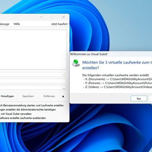 Nach dem Start kann Visual Subst auch gleich drei Testlaufwerke erstellen.(Bild:  Joos – Visual Subst)
