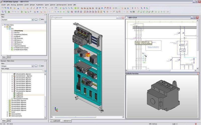 Schaltplan oder 3D-Montageaufbau: EPLAN Pro Panel bietet die freie Wahl des Projektierungsansatzes. (Archiv: Vogel Business Media)