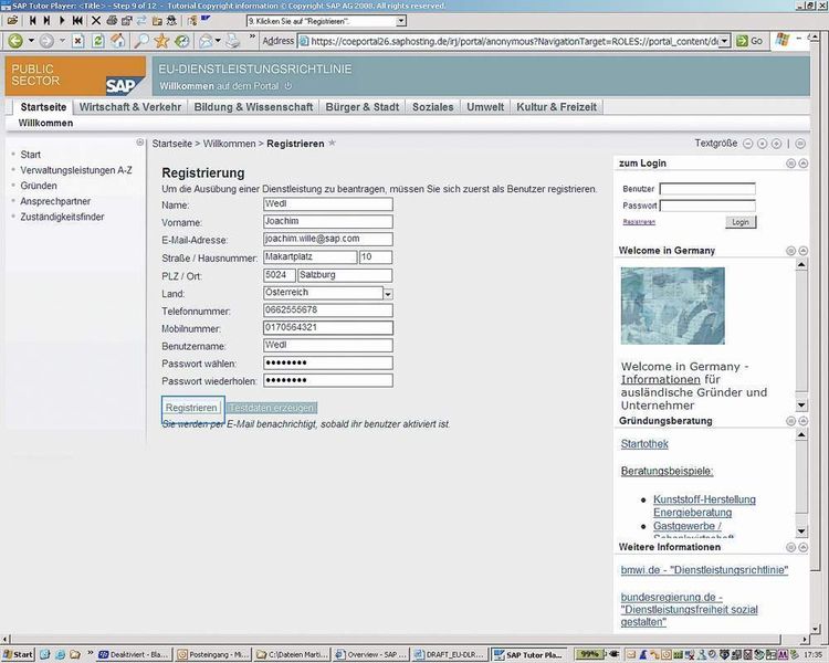 Antragsteller registriert sich für die Portalnutzung (Quelle: SAP) (Archiv: Vogel Business Media)