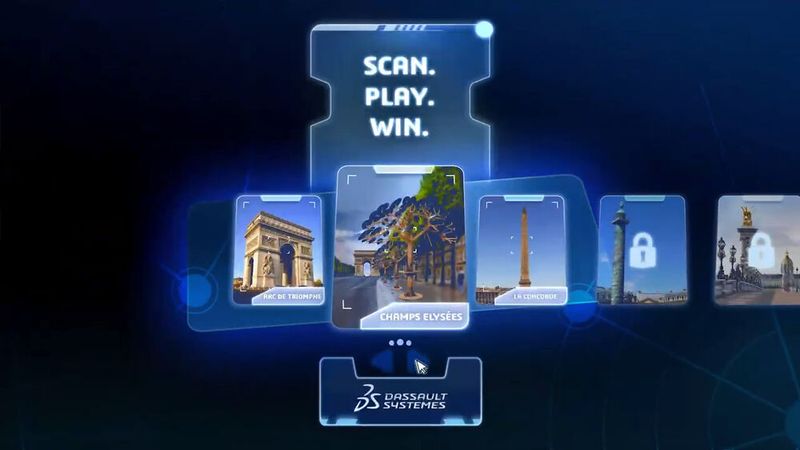 Wahrzeichen  wie  der  Arc  de Triomphe, der Place de la Concorde unddie Champs-Élysées erhalten in der virtuellen Welt ein visionäres neues Erscheinungsbild. (Bild: Dassault Systèmes)