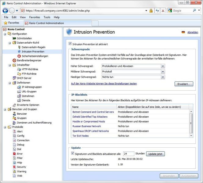 Das IPS von Kerio Control 7 ermöglicht eine automatische Reaktion auf Sicherheitsvorfälle. (Archiv: Vogel Business Media)