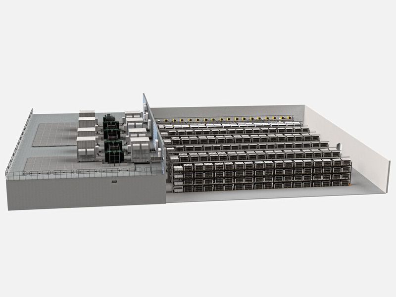 Rendering des Mega-Batteriespeichers in Freiberg: Das Joint-Venture JT Energy Systems eröffnet Ende September 2022 einen der leistungsfähigsten seiner Art in Deutschland.