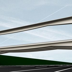 3D-Visualisierung der entworfenen integralen Überführungsbrücke mit Halbfertigteilen aus vorgespanntem Carbonbeton