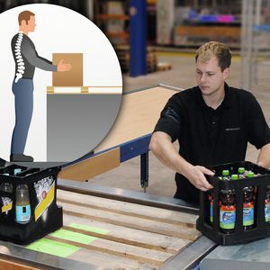 Zu sehen auf der Logimat 2013: der manuelle Depalettier- und Palettierarbeitsplatz, der höchste Anforderungen an Ergonomie, Sicherheit, Leistung und die Gesunderhaltung der Mitarbeiter erfüllt.