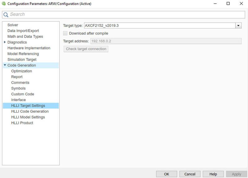 Auswahl des PLCnext-Controllers AXC F 2152 als Target (Phoenix Contact)