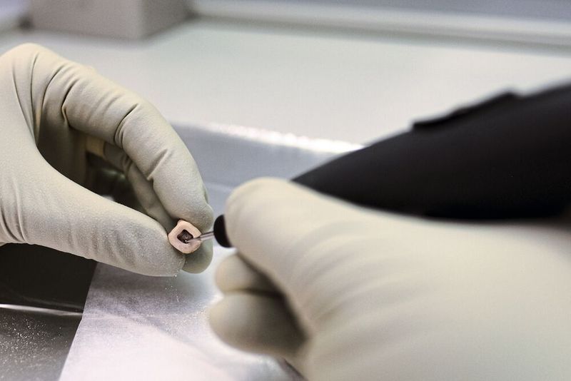Im Labor wird unter anderem ein Zahn zur Gewinnung von Pulver für die DNA-Extraktion angebohrt.  (Bild: Jan Steffen, Cluster Roots)