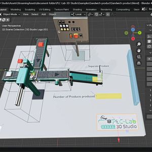 3D modeling software Blender with the integrated component catalog from MHJ-Software (left), the setup of a virtual system in the design area (central) and the specially developed plugin for skill configuration (right).(Image: MHJ software)