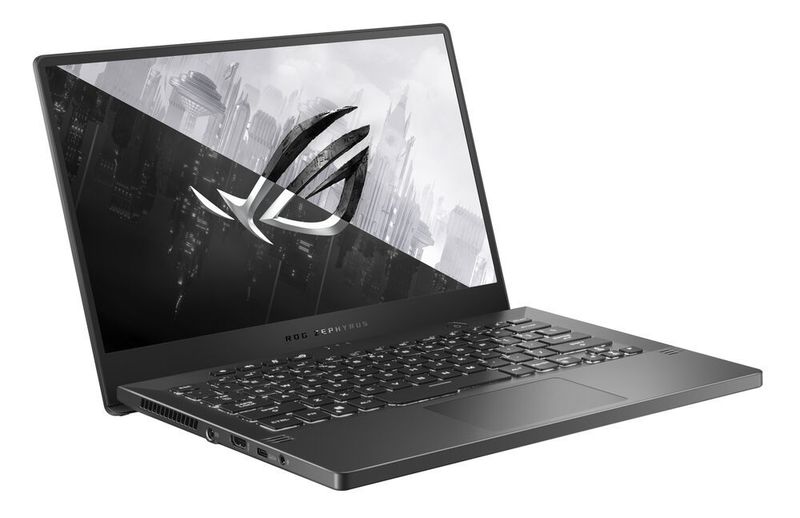 Das Zephyrus G14 ist 17,9 mm dünn und wiegt nur 1,6 kg. Mit dem Ergo-Lift-Scharnier wird das Chassis etwas angehoben, was auch die Kühlung verbessern soll. (Asus)