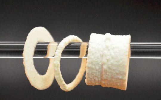 Démonstrations cylindriques des échafaudages imprimés en 3D.(Source :  EPFL)