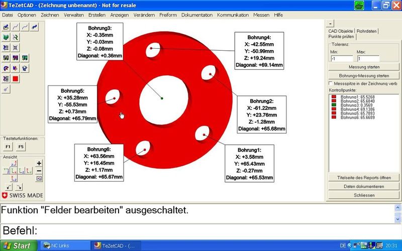 Virtuell mit der Maus nachmessen: Flanschbohrungen überprüfen. (Bild: Tezet Technik)