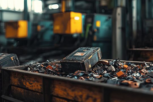 IM Ersten Schritt des Recyclings Werden Die Batterien von Ihren Gehäusen Befreit und Das Zellmaterial Zerkleinert. (Bild: Kitta - Stock.adobe.com / Ki -Generert)