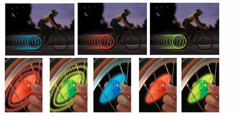 Radfahren vor allem in der dunklen Jahreszeit kann schnell gefährlich werden. Mit dem Speichenlicht für Fahrräder lässt sich Abhilfe schaffen – einfach in die Speichen des Fahrrads geklipst und per Knopfdruck aktiviert, fährt der Fahrer erleuchtet durch die Nacht. (radbag)