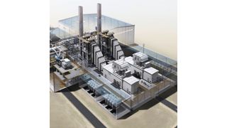 Modellhafte Darstellung des neuen, hocheffizienten Gas- und Dampfturbinenkraftwerks, das Evonik im Chemiepark Marl in ähnlicher Form errichten wird. (Evonik)