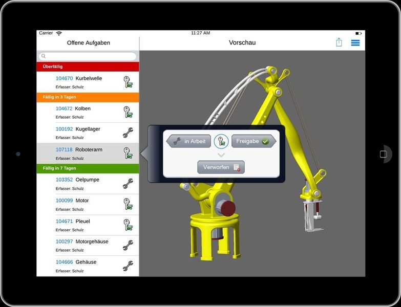 Profile-App zum Überprüfen und freigeben von CAD-Unterlagen. (Bild: Procad)